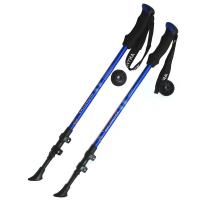Палки для скандинавской ходьбы (синие) до 1,35м Телескопическая 3-х секционная, с флашками зажимами, неопреновая ручка F18445