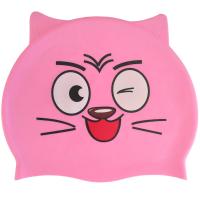 Шапочка для плавания детская силикон (розовая Кот) B31573